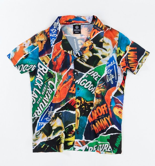Classic Monster Movies Cuban Collar Shirt from Hype Classic Monster Movies Cuban Collar Shirt from Hype