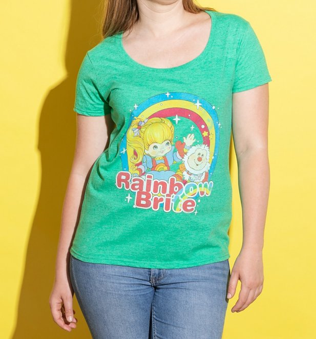 Women's Classic Rainbow Brite Green Marl Scoop Neck T-Shirt