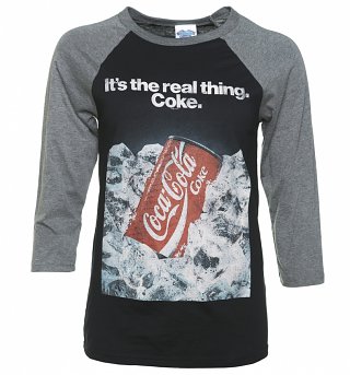 Coca-Cola Retro Advert Black And Grey Raglan Baseball T-Shirt Coca-Cola Retro Advert Black And Grey Raglan Baseball T-Shirt