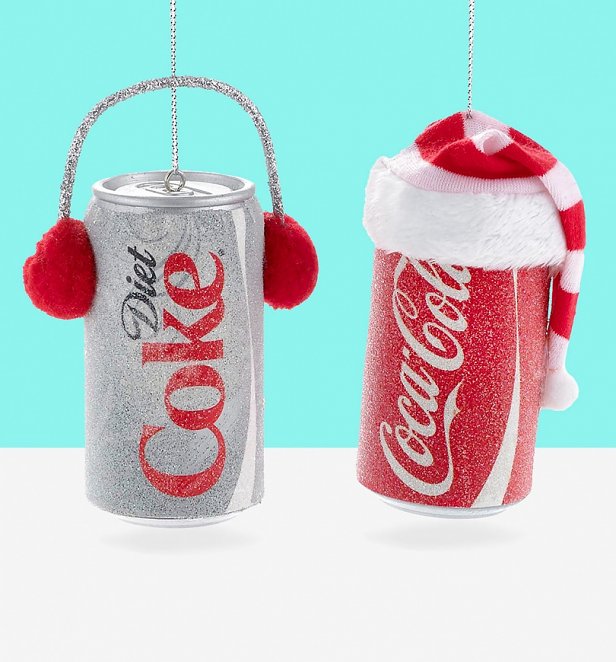 Coca Cola & Diet Coke Can With Hat Hanging Decoration