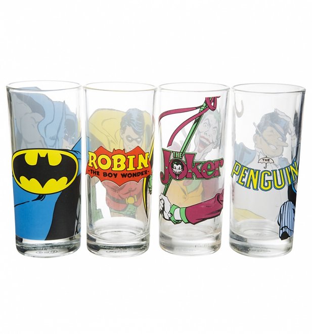 DC Comics Batman Characters Set Of 4 Glasses DC Comics Batman Characters Set Of 4 Glasses