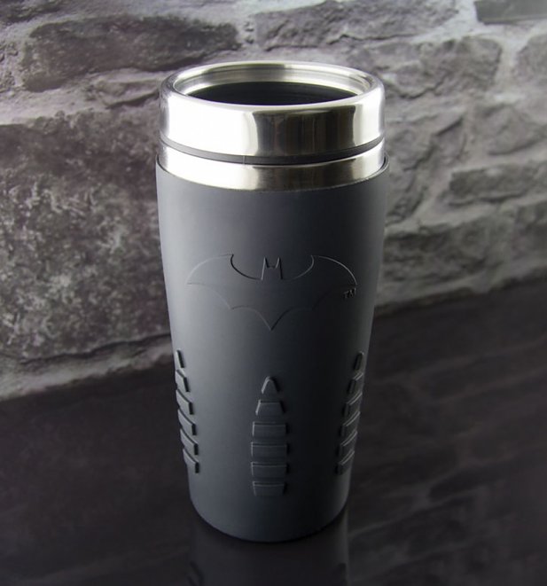 DC Comics Batman Embossed Rubber Finish Travel Mug DC Comics Batman Embossed Rubber Finish Travel Mug
