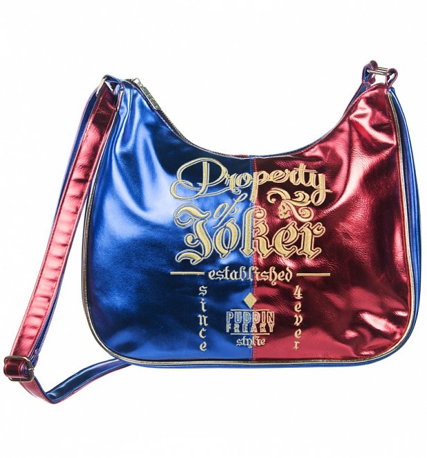 DC Comics Harley Quinn Property Of The Joker Metallic Cross Body Bag DC Comics Harley Quinn Property Of The Joker Metallic Cross Body Bag