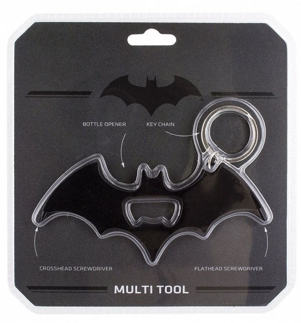 DC Comics Matt Black Batman Logo Multi Tool Keyring DC Comics Matt Black Batman Logo Multi Tool Keyring