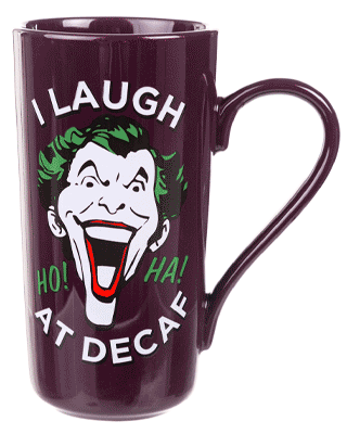 DC Comics The Joker Laugh At Decaf Latte Mug DC Comics The Joker Laugh At Decaf Latte Mug
