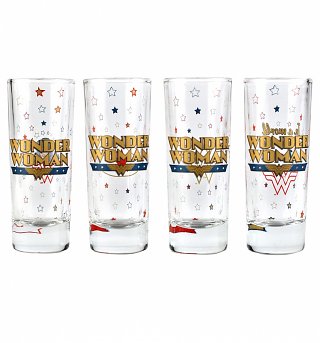 DC Comics Wonder Woman Boxed Set Of 4 Mini Glasses DC Comics Wonder Woman Boxed Set Of 4 Mini Glasses