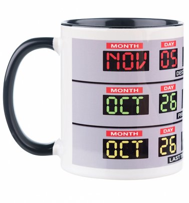 Delorean Time Lines Black Handle Mug Delorean Time Lines Black Handle Mug