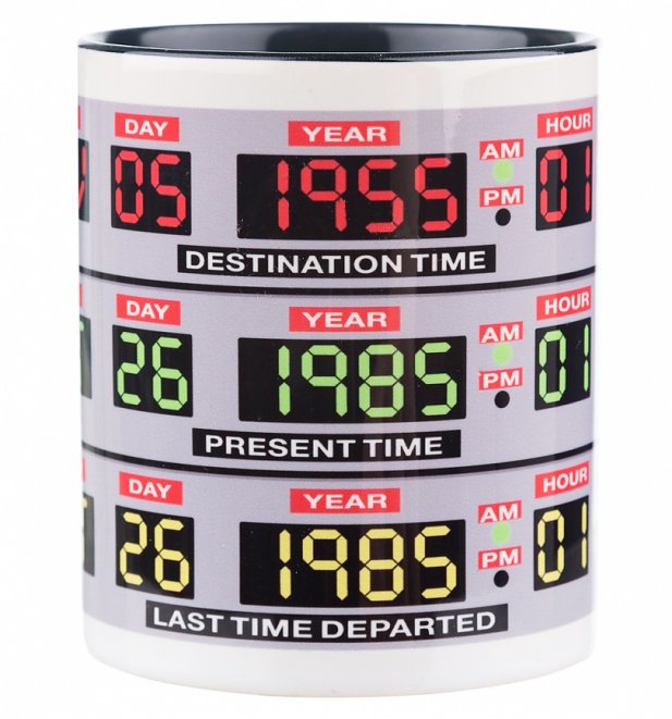 Delorean Time Lines Black Handle Mug Delorean Time Lines Black Handle Mug