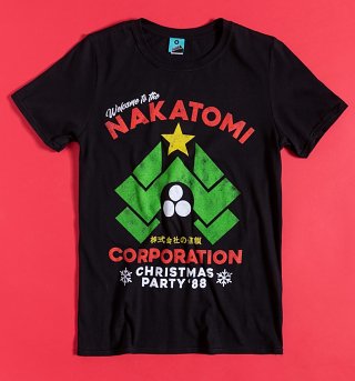 Die Hard Inspired Nakatomi Corporation Christmas Black T-Shirt
