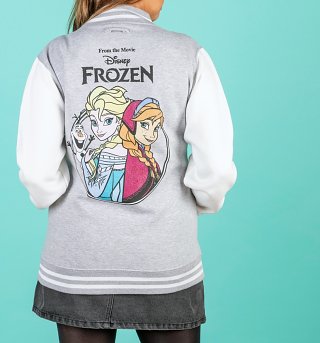 Disney Frozen Grey And White Varsity Jacket Disney Frozen Grey And White Varsity Jacket