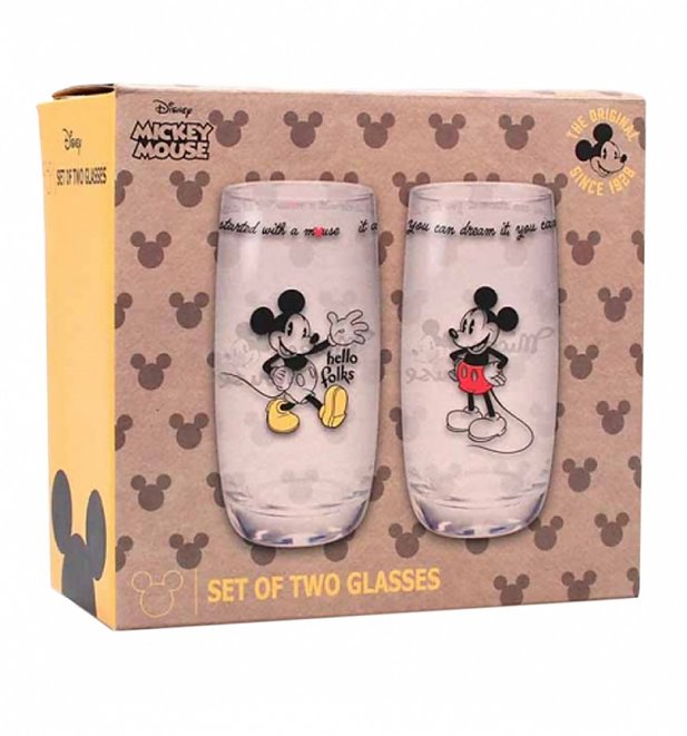 Disney Mickey Mouse Set Of 2 Boxed Glasses Disney Mickey Mouse Set Of 2 Boxed Glasses