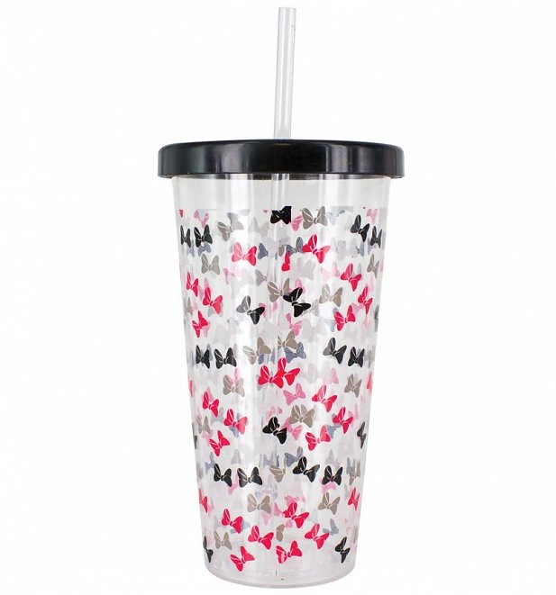 Disney Minnie Mouse Bow Print Cup With Straw Disney Minnie Mouse Bow Print Cup With Straw