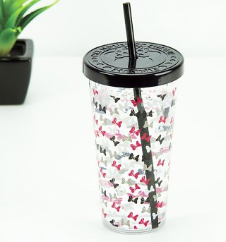 Disney Minnie Mouse Bow Print Cup With Straw Disney Minnie Mouse Bow Print Cup With Straw