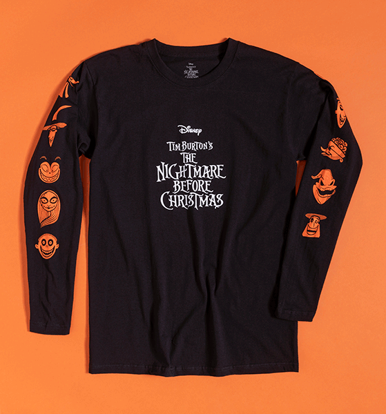Disney Nightmare Before Christmas Long Sleeve T-Shirt with Sleeve and Back Print