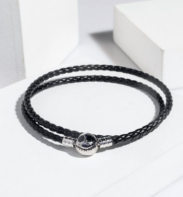 Disney Nightmare Before Christmas White Gold-Plated Jack Skellington Double Layer Wrap Bracelet and Necklace