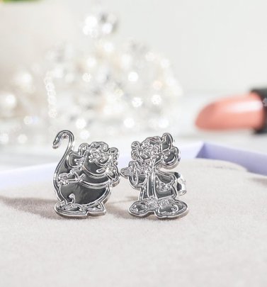 Disney Princess Cinderella Jaq and Gus Mismatched White Gold Plated Stud Earrings Disney Princess Cinderella Jaq and Gus Mismatched White Gold Plated Stud Earrings