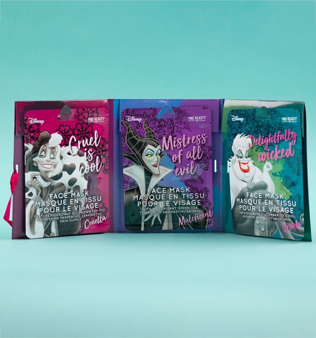 Disney Set Of 3 Villains Sheet Face Mask Collection from Mad Beauty Disney Set Of 3 Villains Sheet Face Mask Collection from Mad Beauty