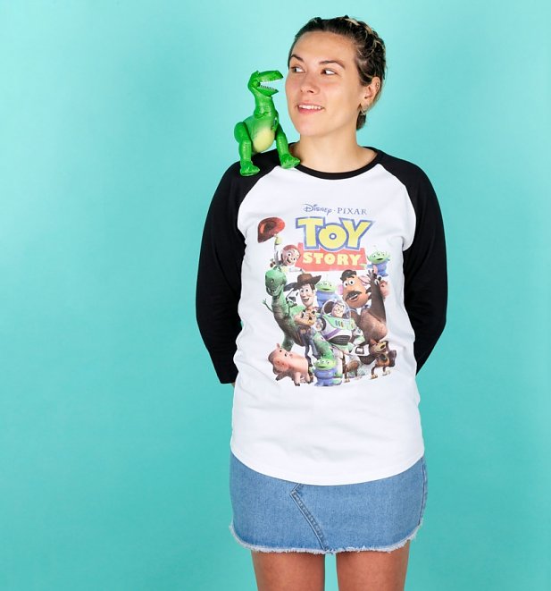 Disney Toy Story Gang White And Black Baseball Shirt