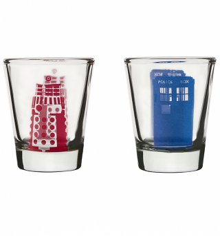 Doctor Who Tardis And Dalek Set Of 2 Shot Glasses Doctor Who Tardis And Dalek Set Of 2 Shot Glasses