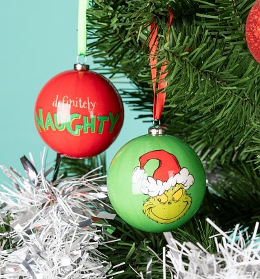 Dr Seuss The Grinch Set of 2 Naughty and Good Baubles Dr Seuss The Grinch Set of 2 Naughty and Good Baubles