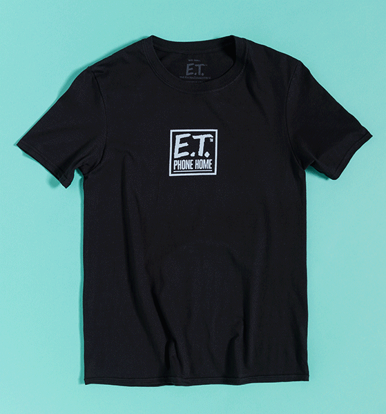 E.T Flying Black T-Shirt with Back Print