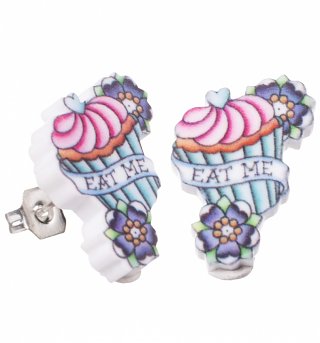 Eat Me Wonderland Tattoo Stud Earrings from Punky Pins Eat Me Wonderland Tattoo Stud Earrings from Punky Pins
