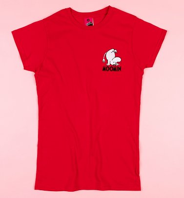 Embroidered Moomin Red Fitted T-Shirt Embroidered Moomin Red Fitted T-Shirt