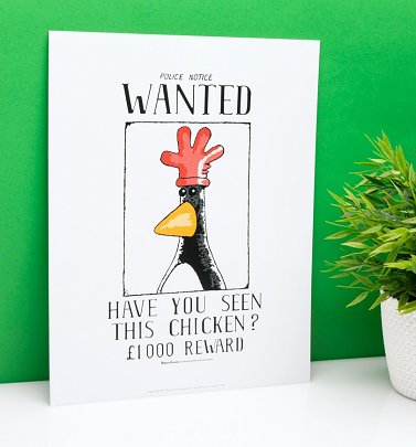 Wallace & Gromit Feathers McGraw Wanted Poster 11" x 14" Art Print