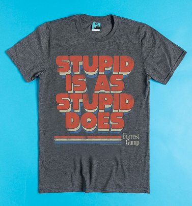 Forrest Gump Stupid Is As Stupid Does Charcoal Marl T-Shirt Forrest Gump Stupid Is As Stupid Does Charcoal Marl T-Shirt