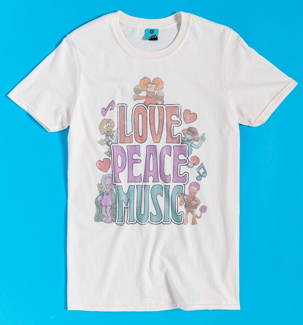 Fraggle Rock Love Peace Music Ecru T-Shirt