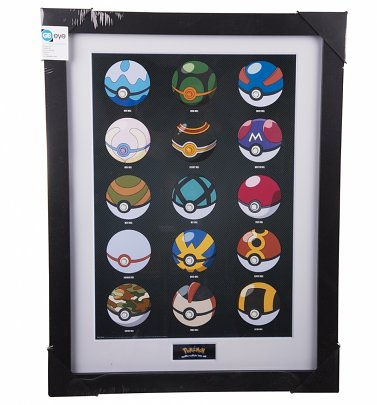 Framed Pokemon Pokeballs 30 x 40cm Collectors Art Print Framed Pokemon Pokeballs 30 x 40cm Collectors Art Print