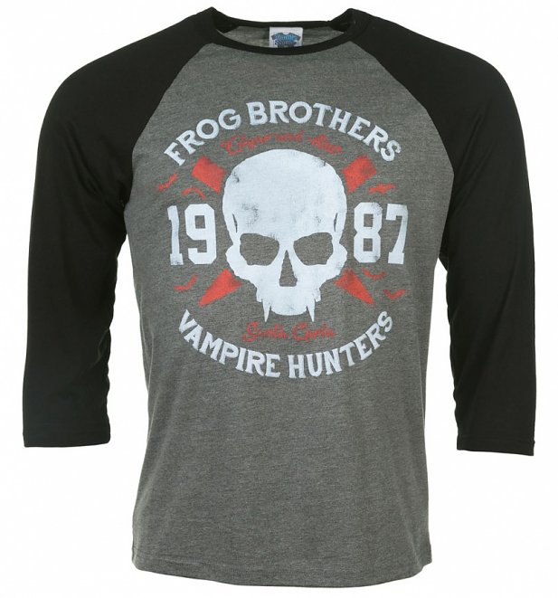 Frog Brothers Vampire Hunters Lost Boys Inspired Grey And Black Raglan Baseball T-Shirt Frog Brothers Vampire Hunters Lost Boys Inspired Grey And Black Raglan Baseball T-Shirt