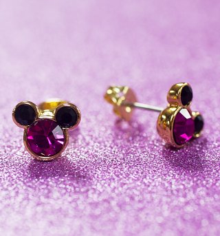 Gold Plated And Pink Mickey Mouse Head Stud Earrings from Disney Couture Gold Plated And Pink Mickey Mouse Head Stud Earrings from Disney Couture