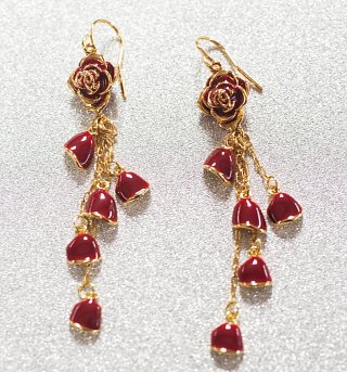 Gold Plated Beauty And The Beast Belle Red Rose Petals Drop Earrings from Disney Couture Gold Plated Beauty And The Beast Belle Red Rose Petals Drop Earrings from Disney Couture