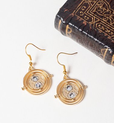 Gold Plated Harry Potter Fixed Time Turner Drop Earrings Gold Plated Harry Potter Fixed Time Turner Drop Earrings