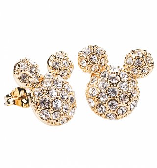Gold Plated Pave Crystal Mickey Large Stud Earrings from Disney Couture Gold Plated Pave Crystal Mickey Large Stud Earrings from Disney Couture