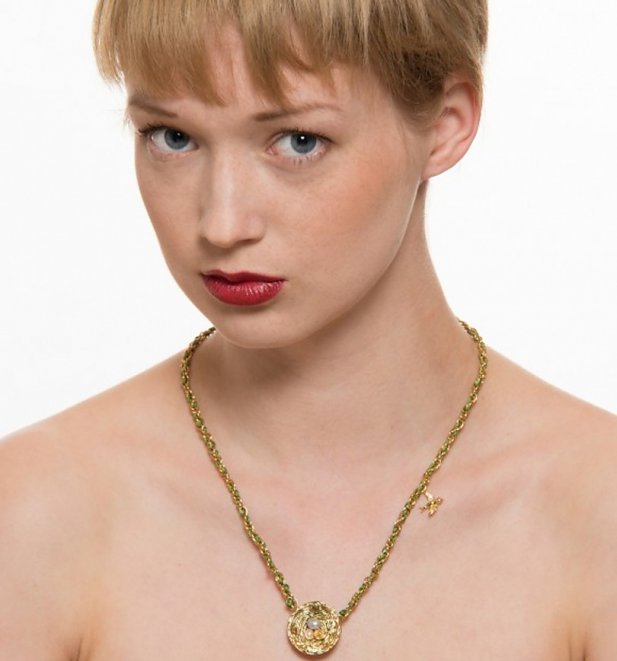 Gold Plated Pixie Hollow Nest Necklace from Disney Couture Gold Plated Pixie Hollow Nest Necklace from Disney Couture