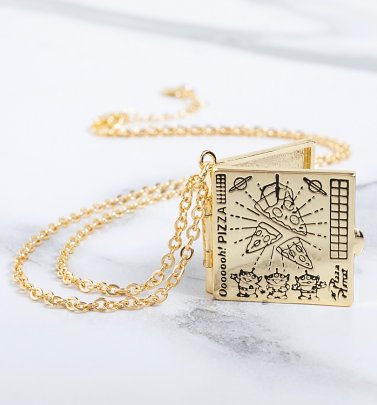Gold Plated Toy Story Pizza Planet Pizza Box Necklace Gold Plated Toy Story Pizza Planet Pizza Box Necklace
