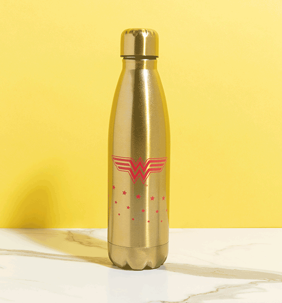 Gold Wonder Woman On A Mission Metal Water Bottle Gold Wonder Woman On A Mission Metal Water Bottle