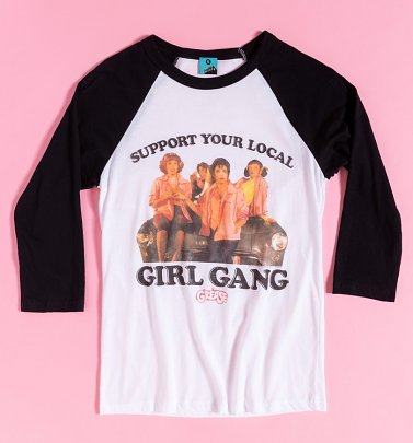 Grease Girl Gang White And Black Baseball Shirt