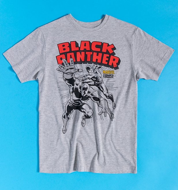Grey Marl Marvel Comics Black Panther T-Shirt Grey Marl Marvel Comics Black Panther T-Shirt