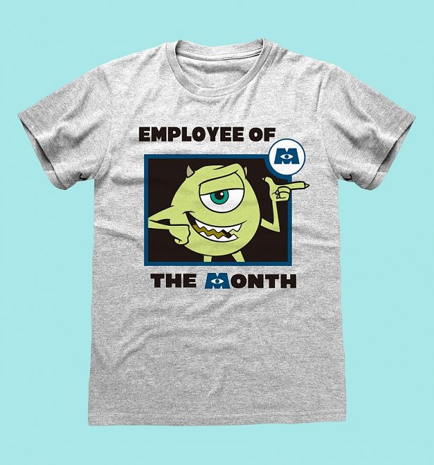 Grey Marl Pixar Monsters Inc Mike Employee of The Month T-Shirt
