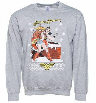 Grey Marl Wonder Woman Christmas Sweater Grey Marl Wonder Woman Christmas Sweater