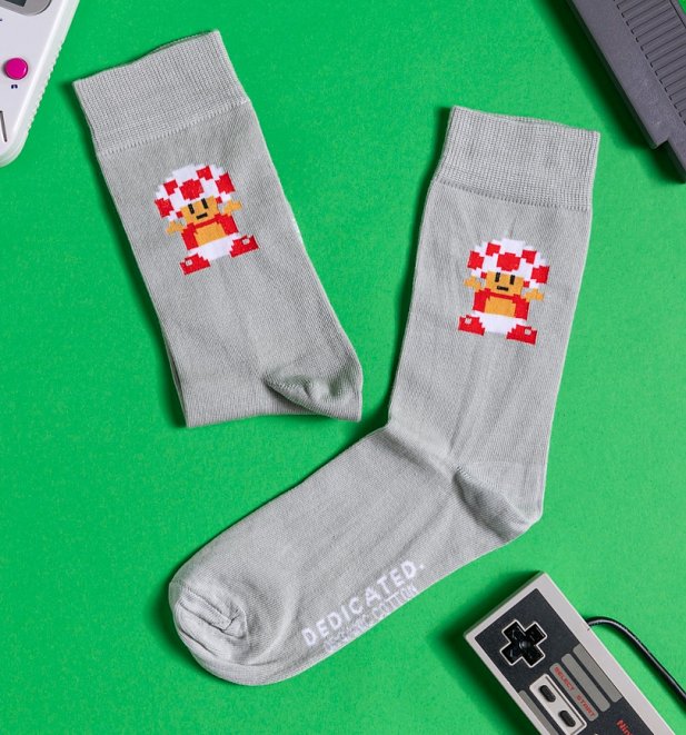 Grey Super Mario Toad Organic Cotton Socks from Dedicated Grey Super Mario Toad Organic Cotton Socks from Dedicated