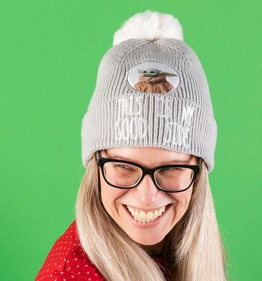 Grey Star Wars Mandalorian The Child Good Side Knitted Bobble Hat Grey Star Wars Mandalorian The Child Good Side Knitted Bobble Hat