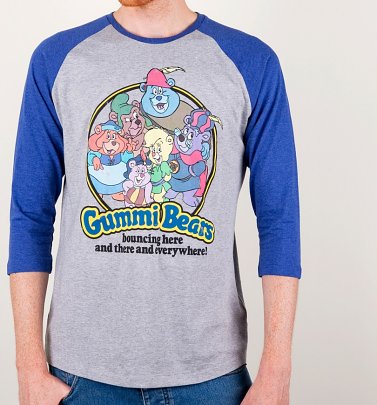 Gummi Bears Heather Grey And Heather Indigo Raglan Baseball Shirt Gummi Bears Heather Grey And Heather Indigo Raglan Baseball Shirt