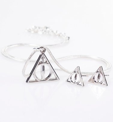 Harry Potter Deathly Hallows Necklace and Stud Earrings Gift Set Harry Potter Deathly Hallows Necklace and Stud Earrings Gift Set