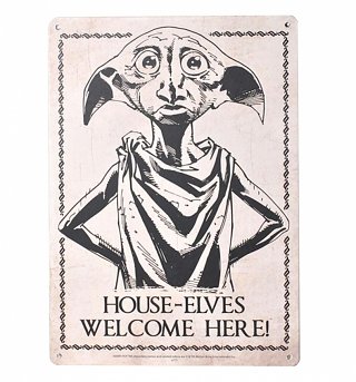 Harry Potter Dobby House Elves Welcome Here Small Tin Sign Harry Potter Dobby House Elves Welcome Here Small Tin Sign