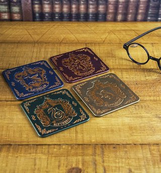 Harry Potter Hogwarts Crest Metallic Coasters Harry Potter Hogwarts Crest Metallic Coasters