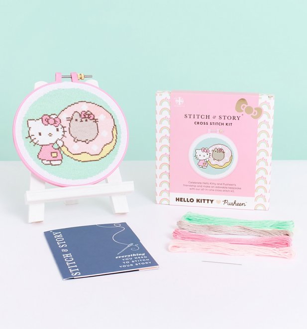 Hello Kitty x Pusheen Doughnut Cross Stitch Hoop Kit from Stitch & Story